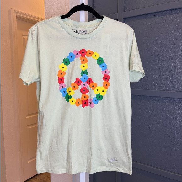 Pride Target Phluid Project Green Floral Peace Sign Adult Graphic Tee S NWT - Picture 3 of 6